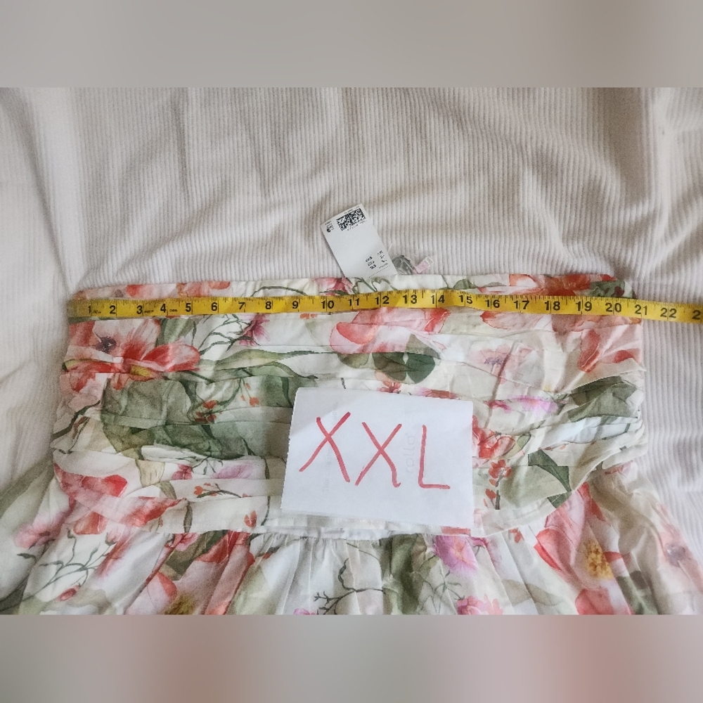 H&M Tie-back Bandeau Dress Midi Floral White/flowers Bnwt!! - Picture 6 of 16